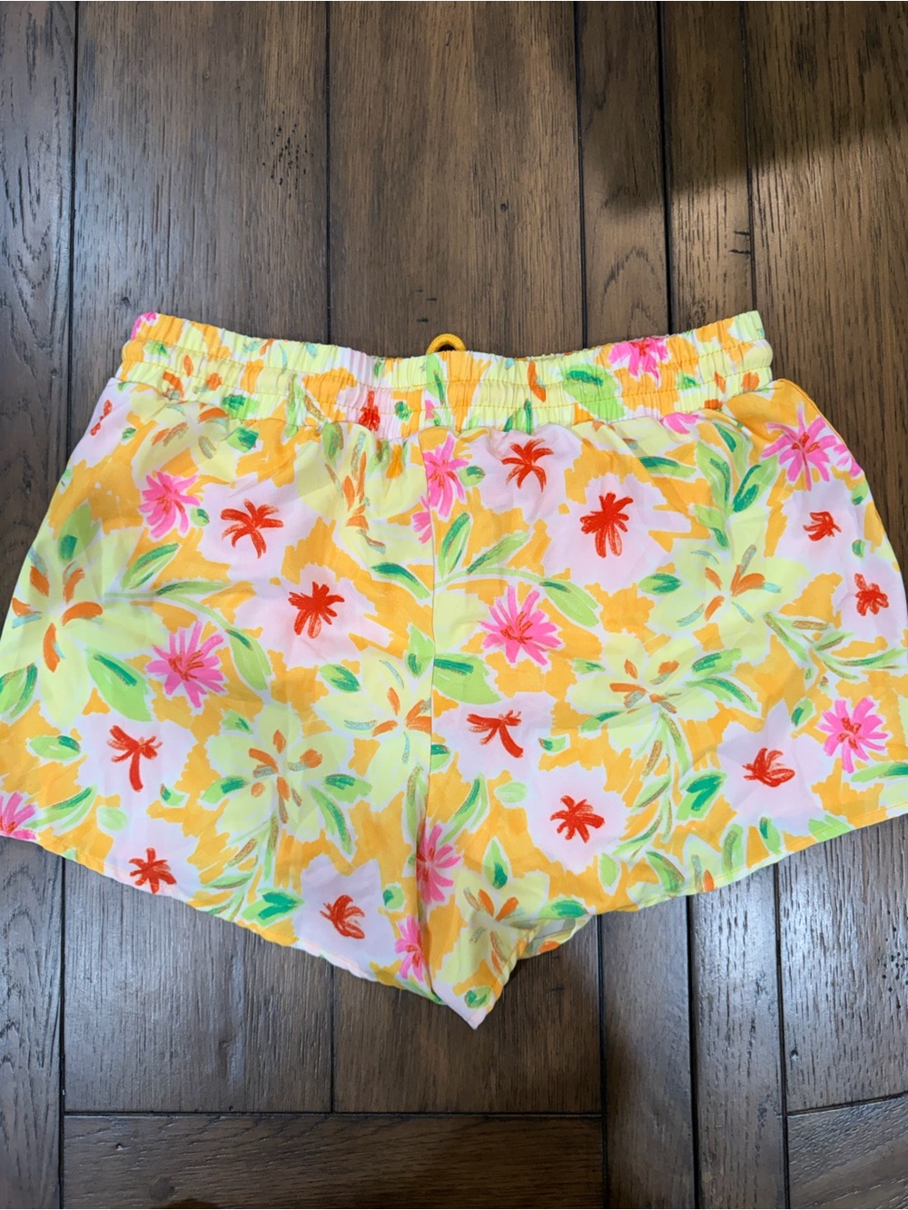 crown & ivy Yellow Floral Athletic Shorts with Pink & Green Accents - Picture 4 of 5